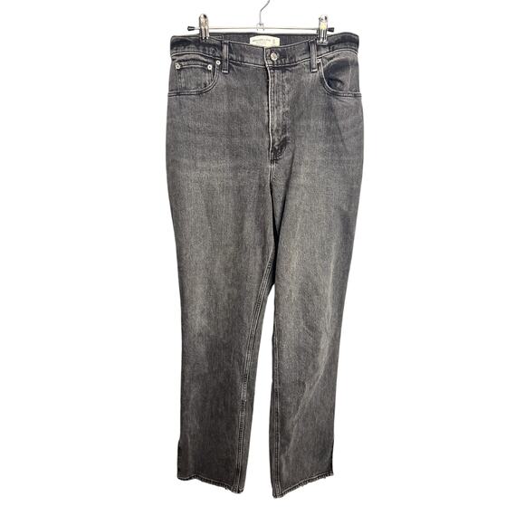 Abercrombie & Fitch Ultra High Rise 90s Straight Jean Size 30 Washed Black Vent - Picture 7 of 12